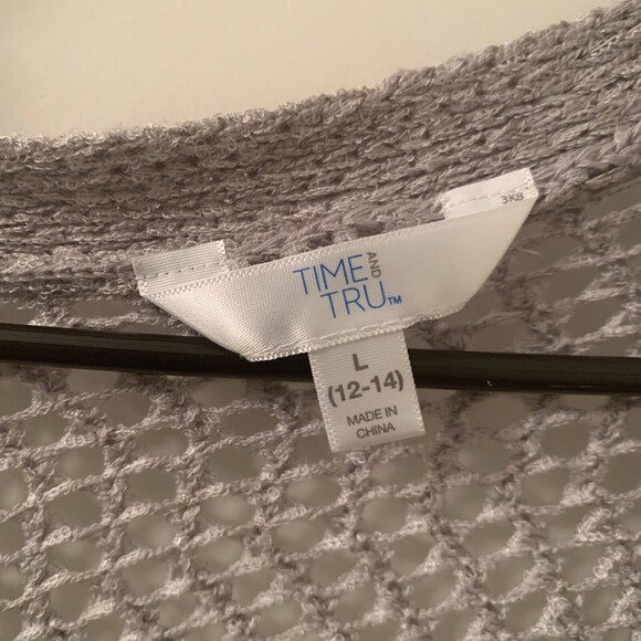 Time And Tru Women's 3/4 Sleeve Cardigan Sweater Open-Front Size L 12-14 Gray - Picture 2 of 7